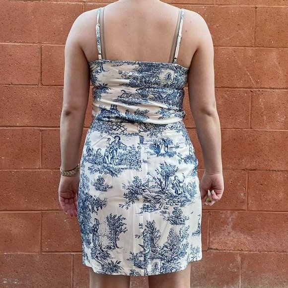 Matching blue, white chateau toile two piece set - Picture 2 of 3